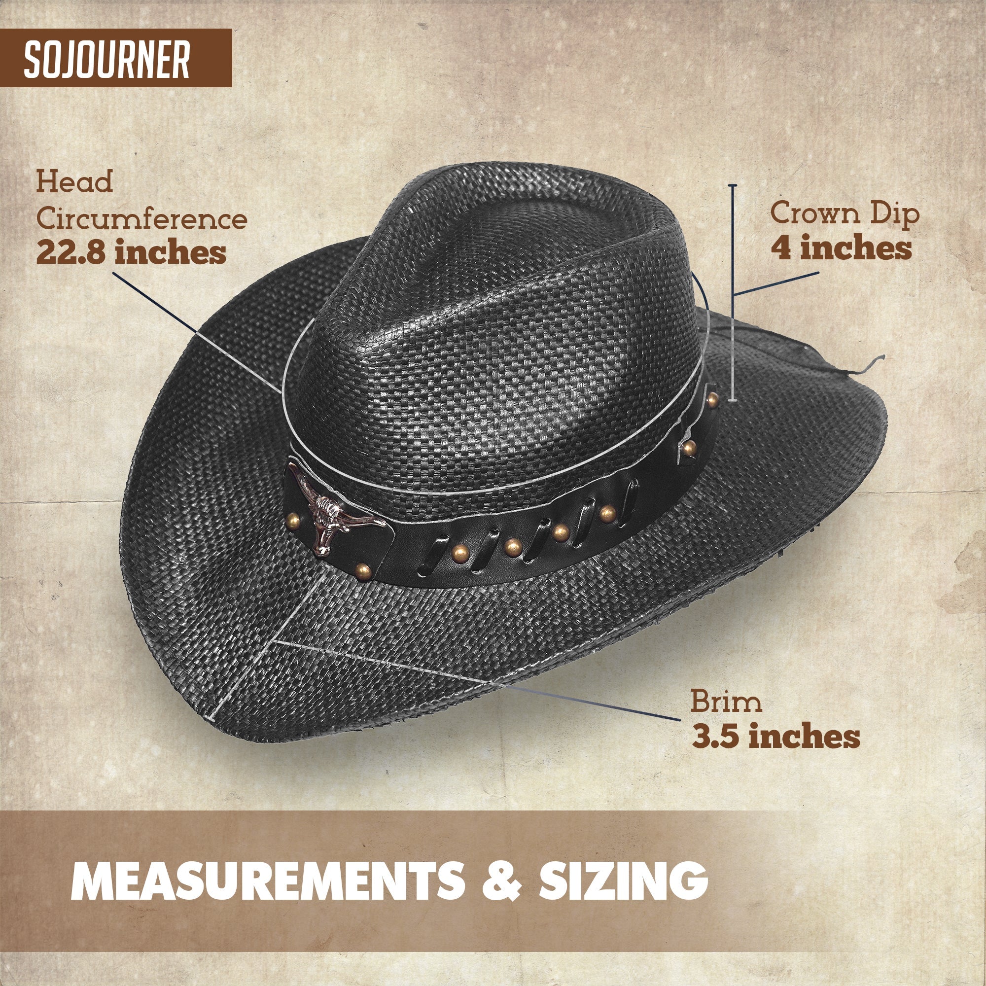 Men & Women's Cowboy Cowgirl Hat - Western Hats for Women, Adjustable Cowboy Hat Men with Wide Brim - SoJourner Bags