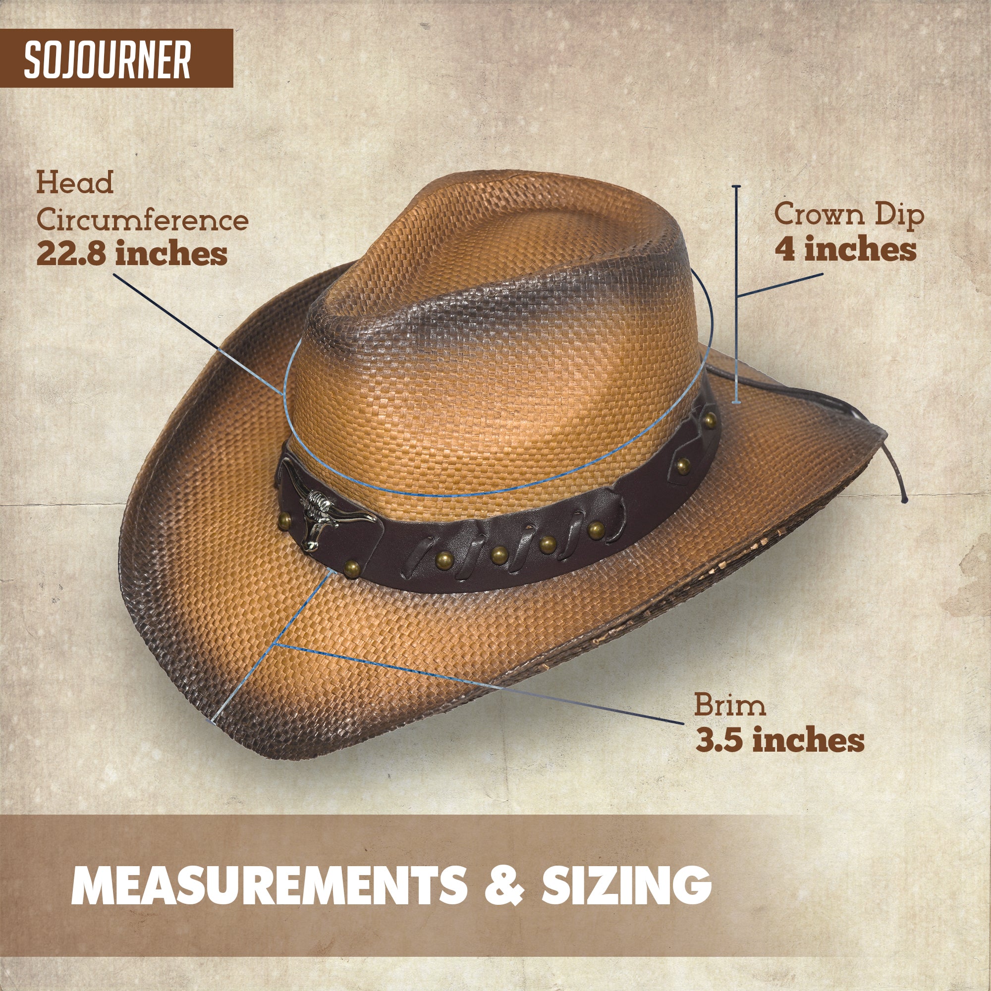Men & Women's Cowboy Cowgirl Hat - Western Hats for Women, Adjustable Cowboy Hat Men with Wide Brim - SoJourner Bags