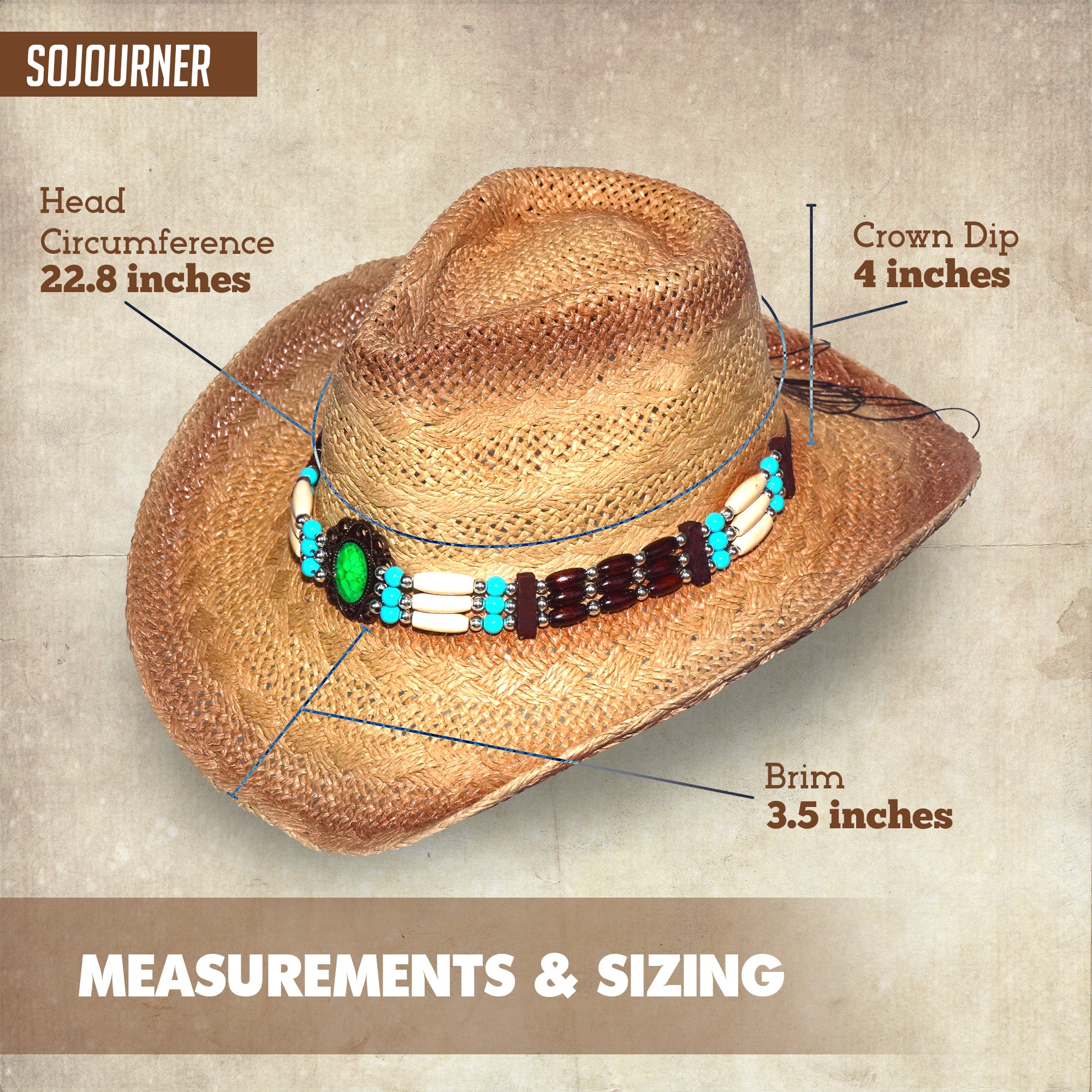 Men & Women's Cowboy Cowgirl Hat - Western Hats for Women, Adjustable Cowboy Hat Men with Wide Brim - SoJourner Bags