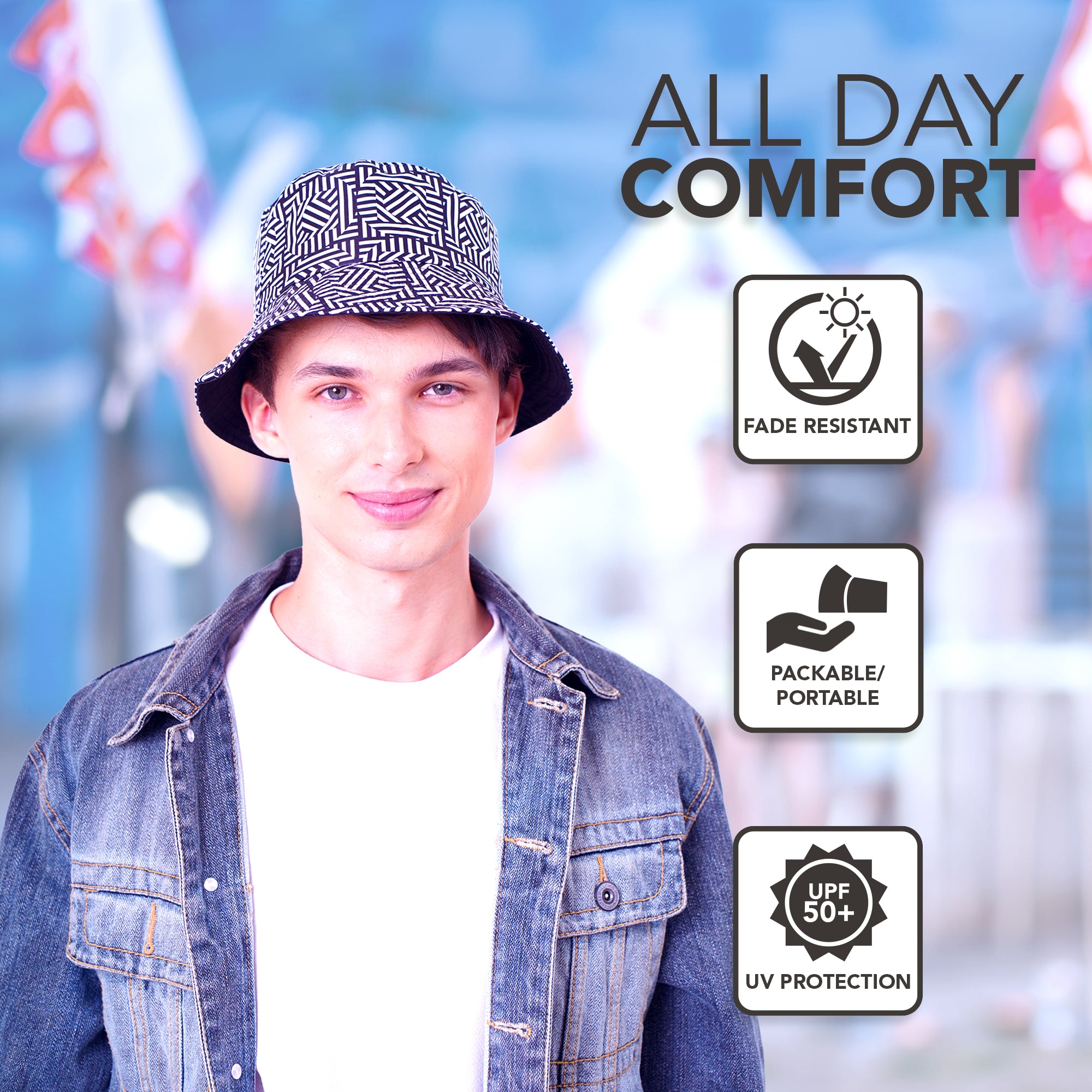 Rave Bucket Hat for Women & Men - Black & White Checkered - SoJourner Bags