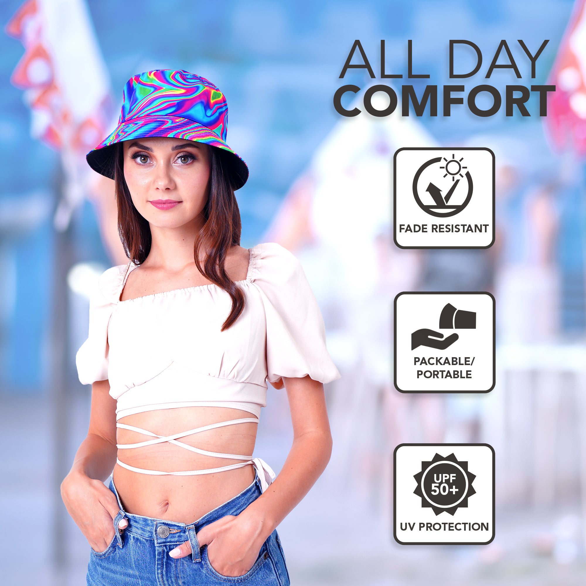 Rave Bucket Hat for Women & Men - Psychedelic - SoJourner Bags