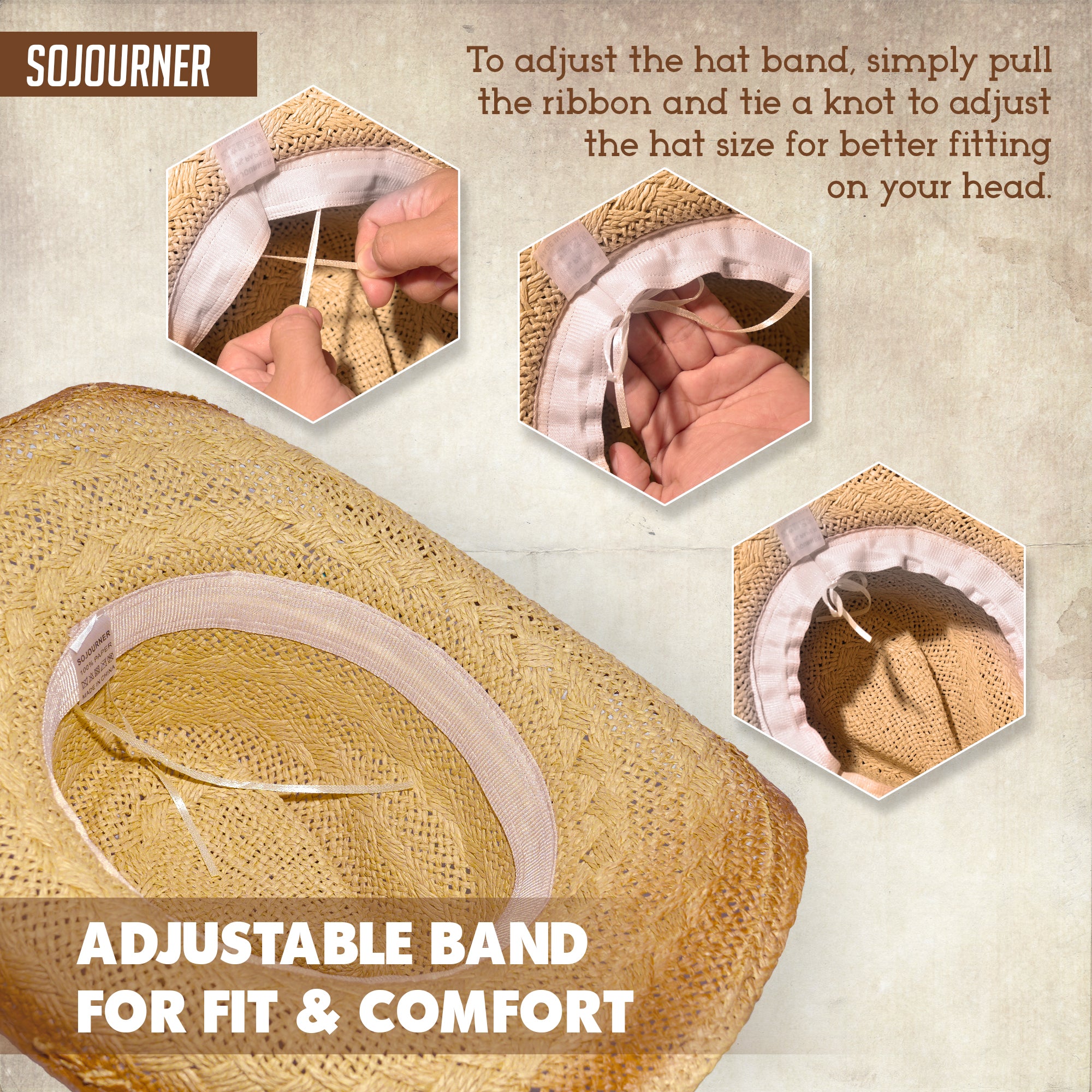 Men & Women's Cowboy Cowgirl Hat - Western Hats for Women, Adjustable Cowboy Hat Men with Wide Brim - SoJourner Bags