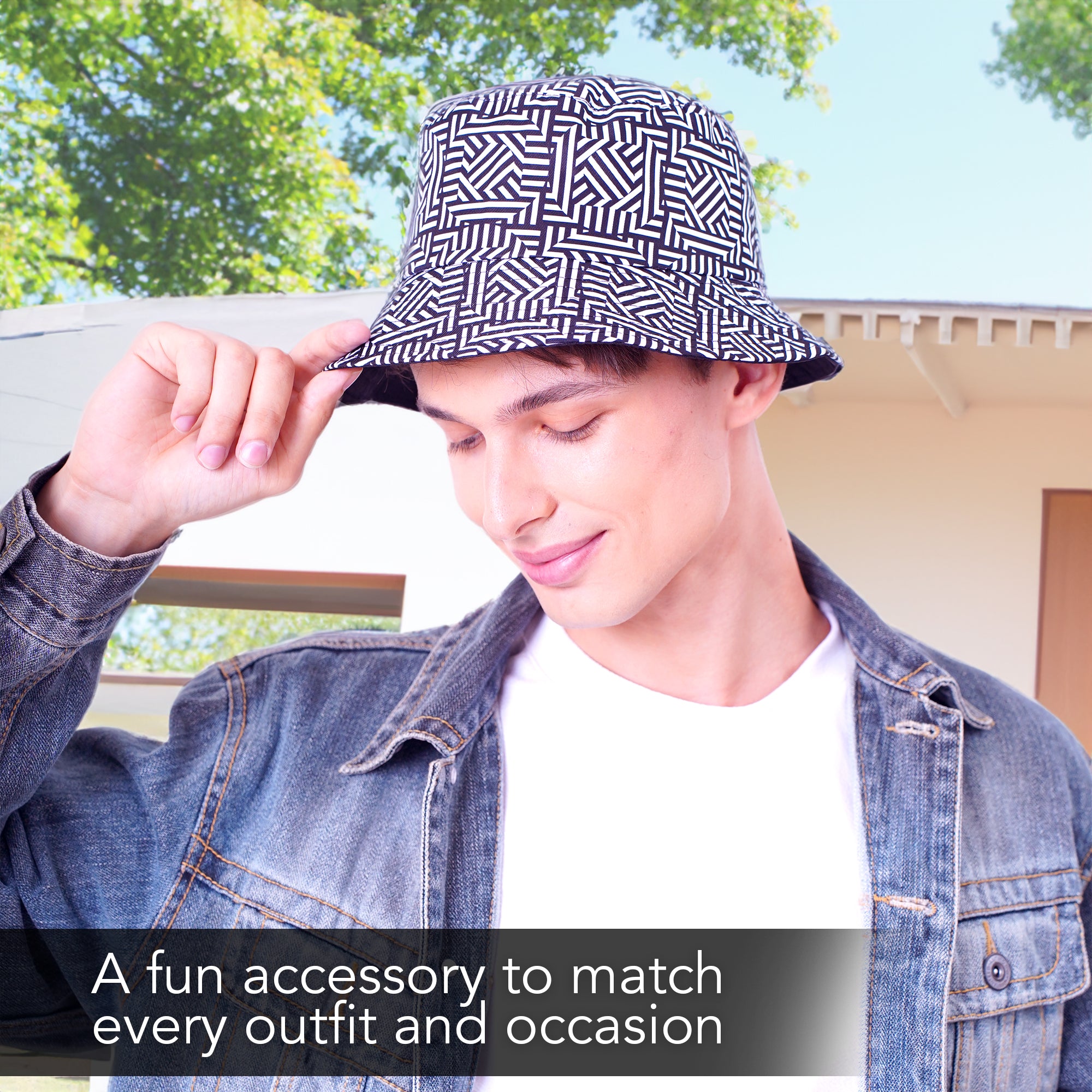 Rave Bucket Hat for Women & Men - Black & White Checkered - SoJourner Bags