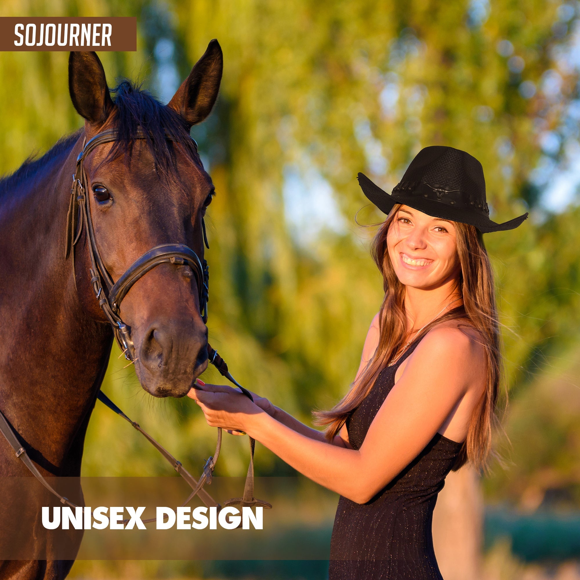 Men & Women's Cowboy Cowgirl Hat - Western Hats for Women, Adjustable Cowboy Hat Men with Wide Brim - SoJourner Bags