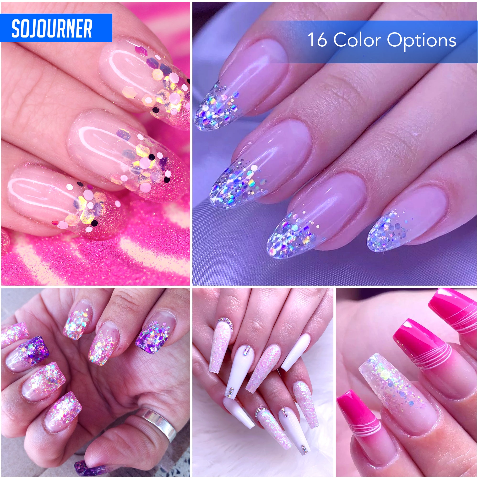 16 pack + 1 glitter glue Chunky Cosmetic Holographic Glitter | Body, Face & Hair Safe - SoJourner Bags