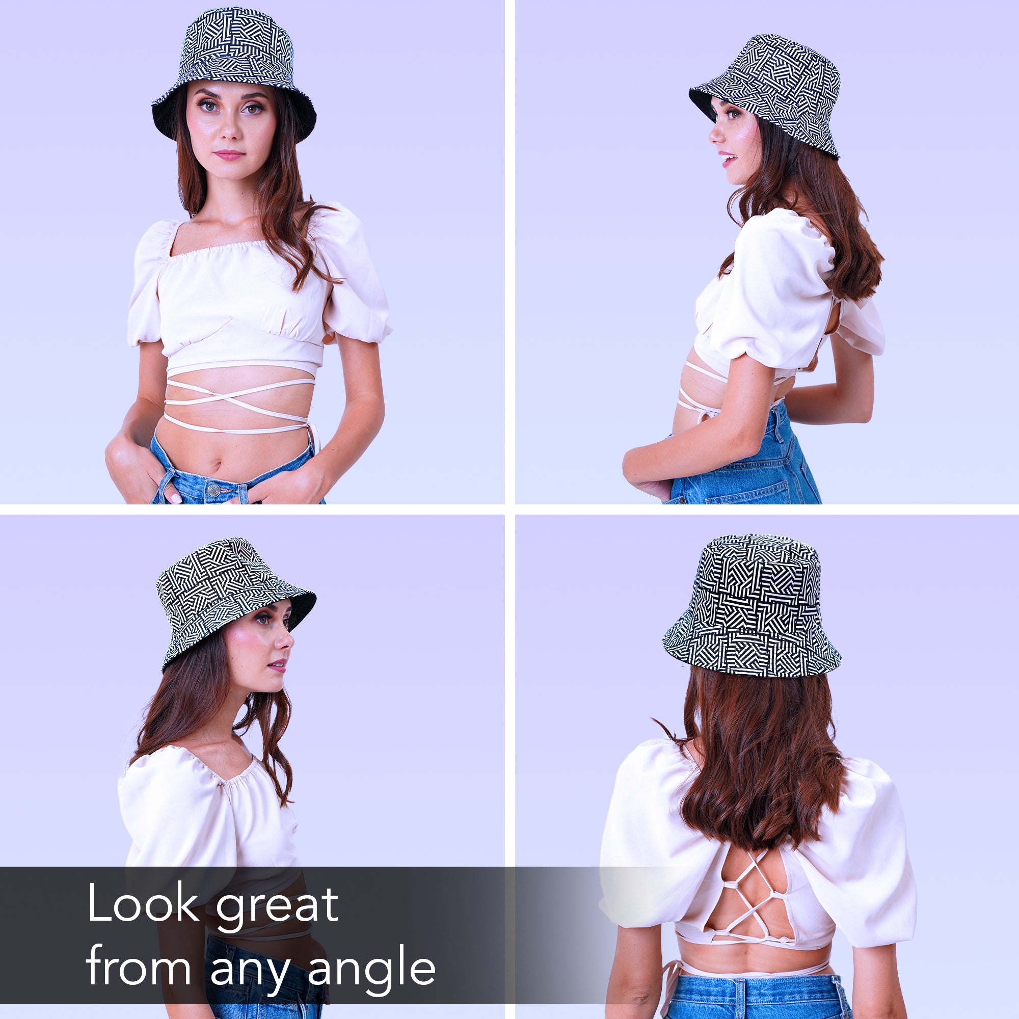 Rave Bucket Hat for Women & Men - Black & White Checkered - SoJourner Bags