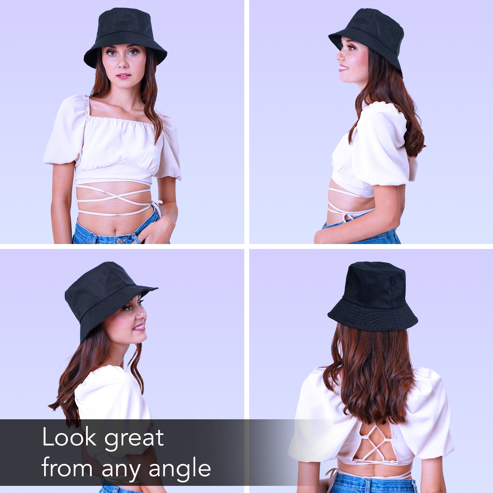 Rave Bucket Hat for Women & Men - Solid Black - SoJourner Bags