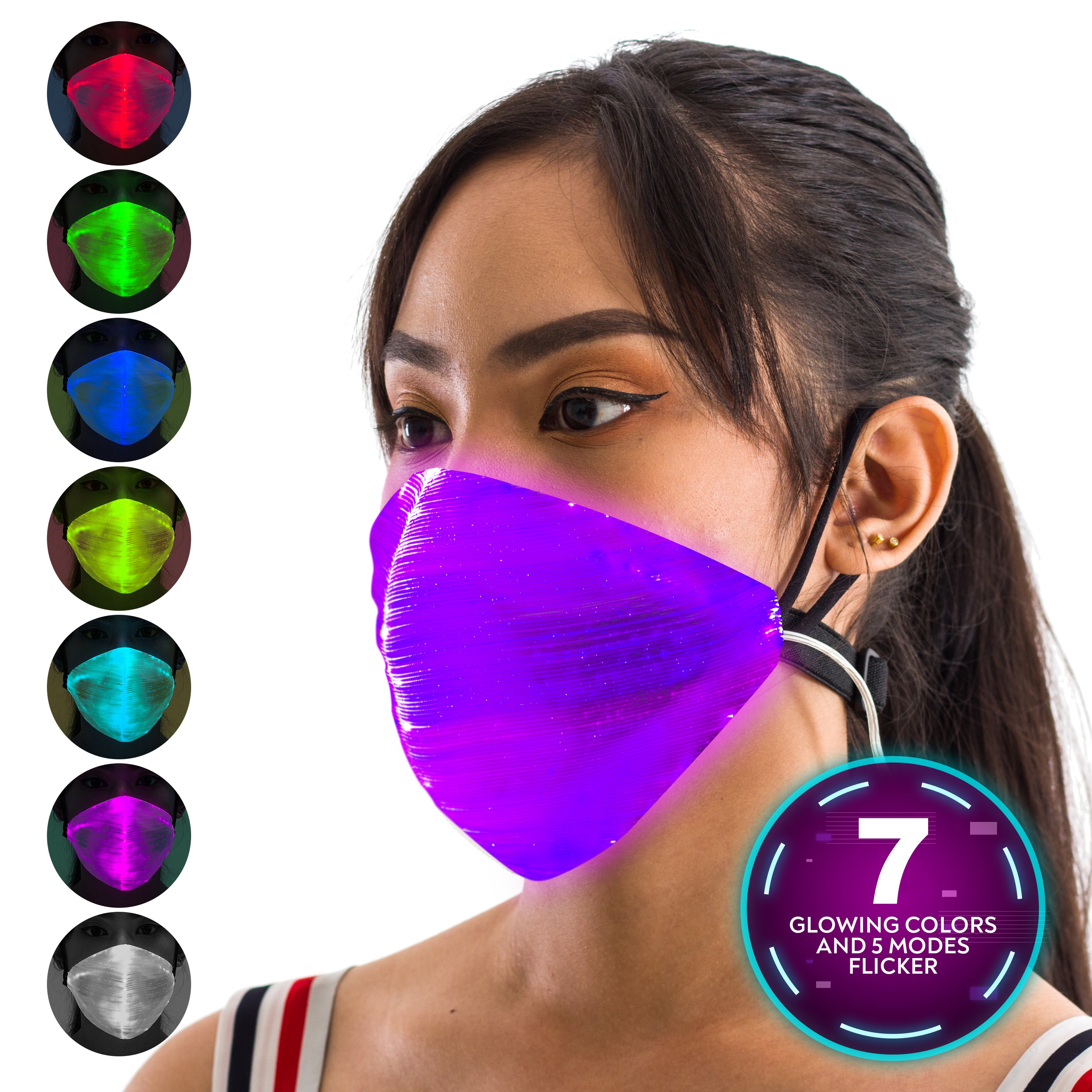 LED Light Up Mask - EDM Rave Masks for Men & Women - Glowing Lights Face Bandana - Party Costume Glow Mask - 7 Color Light Mask… - SoJourner Bags